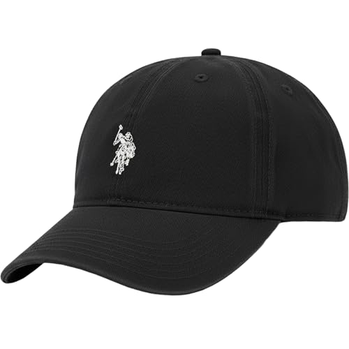 U.S. Polo Assn. mens U.s. Polo Assn. Washed Twill Cotton Adjustable Hat With Pony Logo and Curved Brim Baseball Cap, Black, One Size US