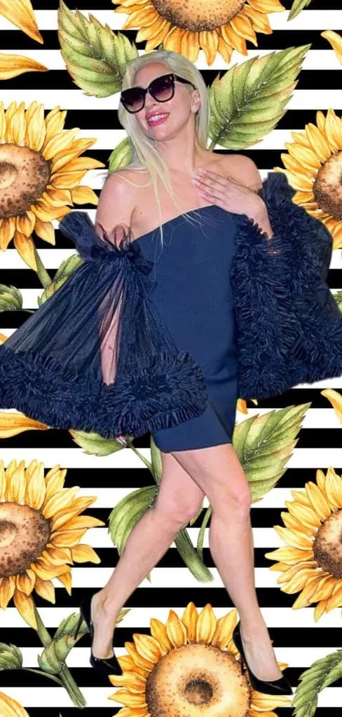 Lady Gaga with sunflower background
