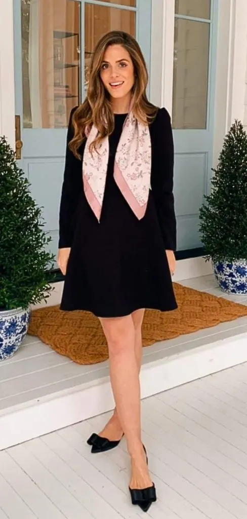 black dress with scarf wedding