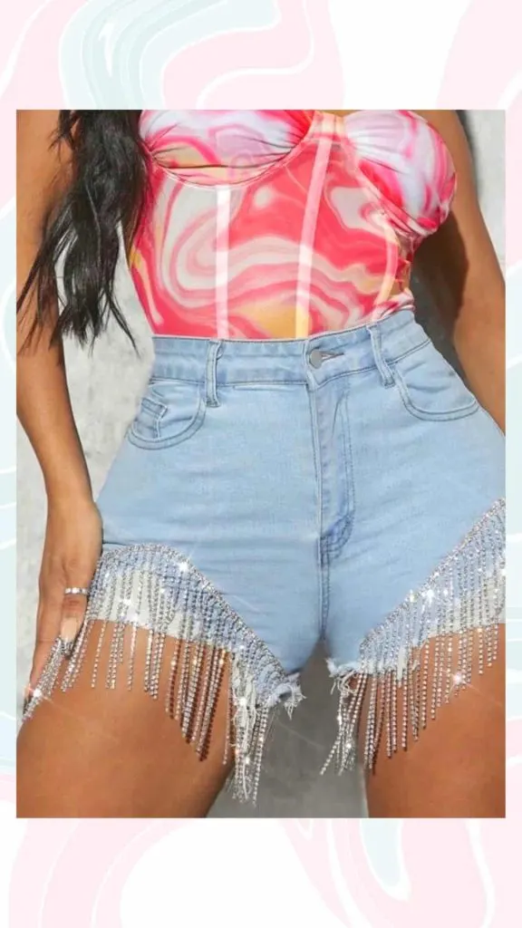 High waist fringe shorts to cover the stomach
