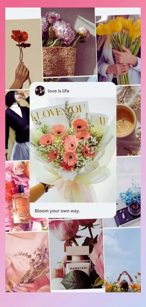 Pink flower collage pictures