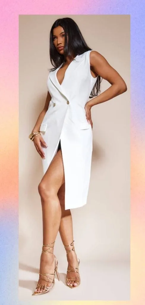 WHITE BLAZER DRESS pretty little thing