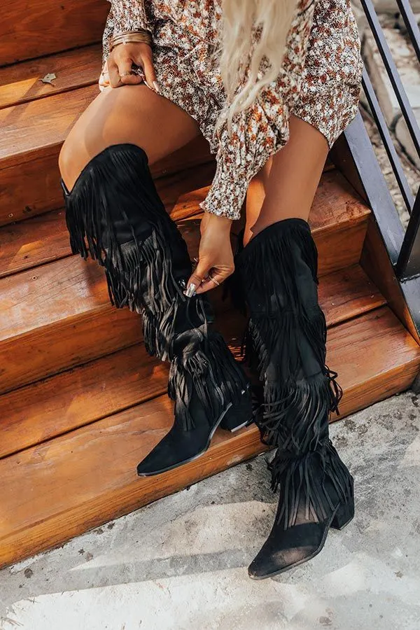 black fringe boots cowboy