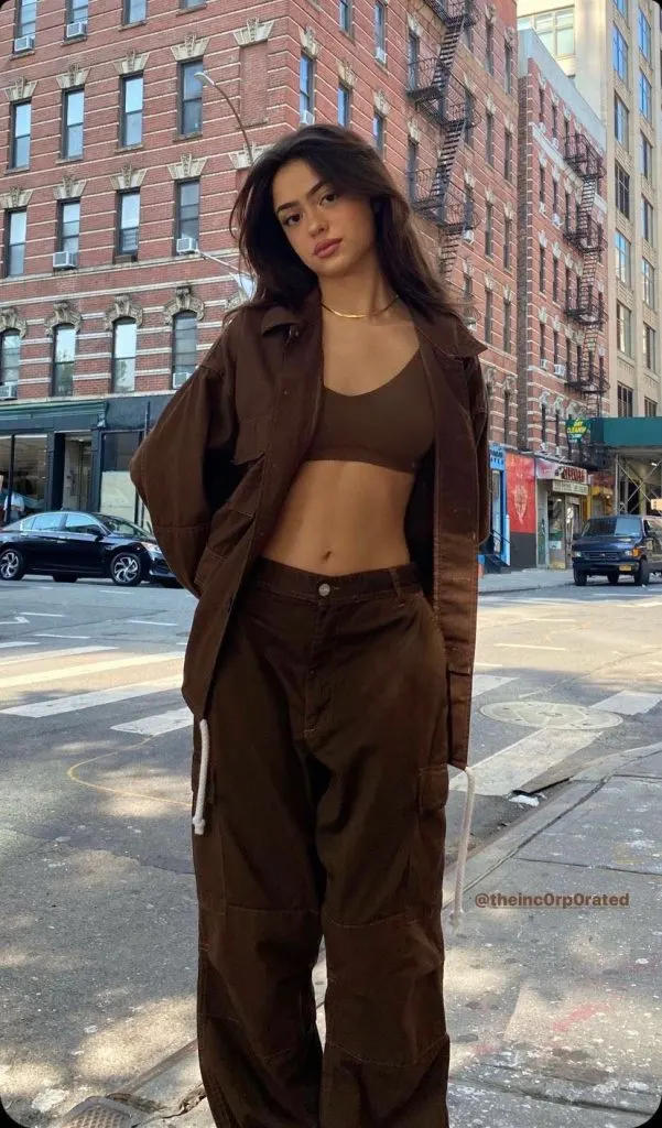 brown sport bra and pants