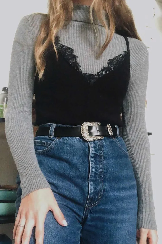 black cami top and turtleneck top