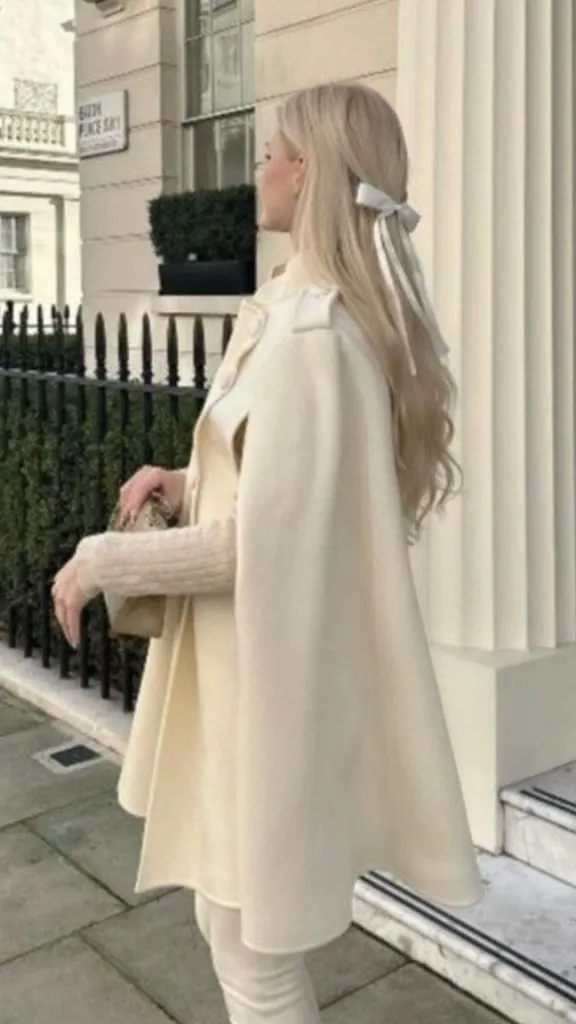 white aesthetic outfits cape coat