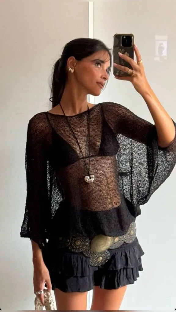rave concert outfit poncho all-black