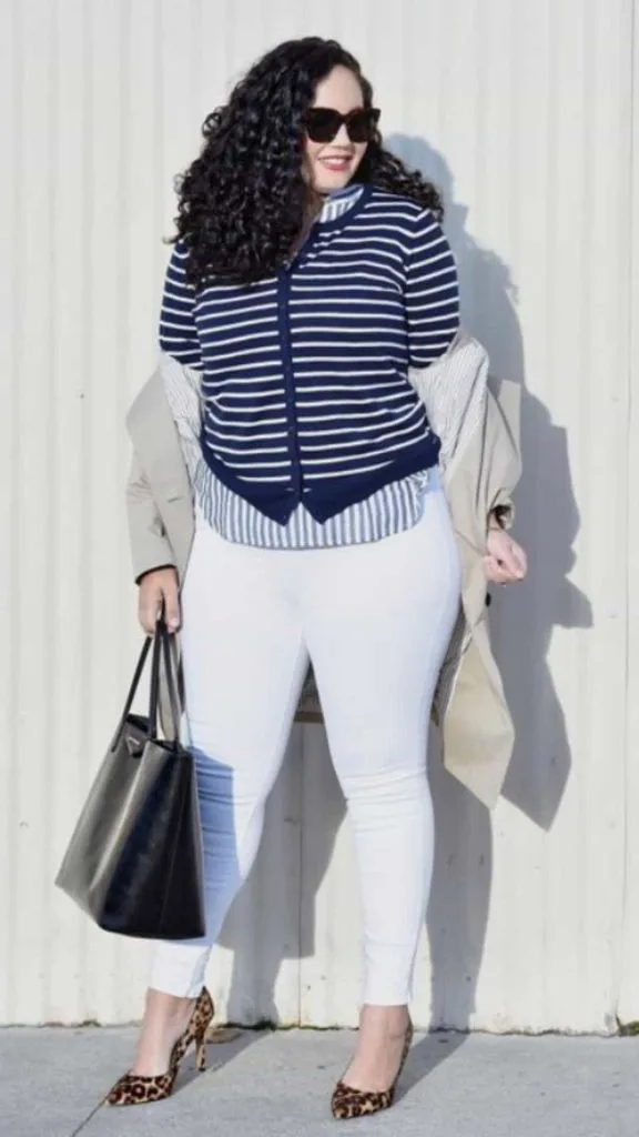 white jeans outfit plus size
