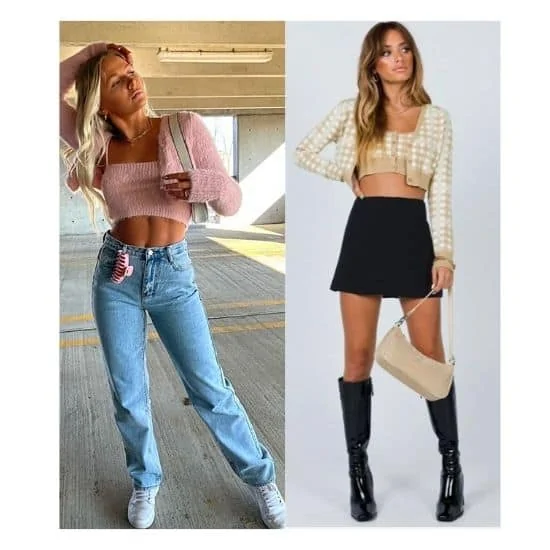 how to style a cropped cardigan , women fashion outfit tips