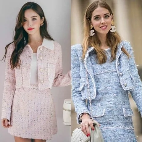 how to wear Chanel style tweed jacket, how to wear tweed coat with jeans women