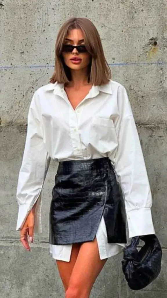 white shirt mini skirt