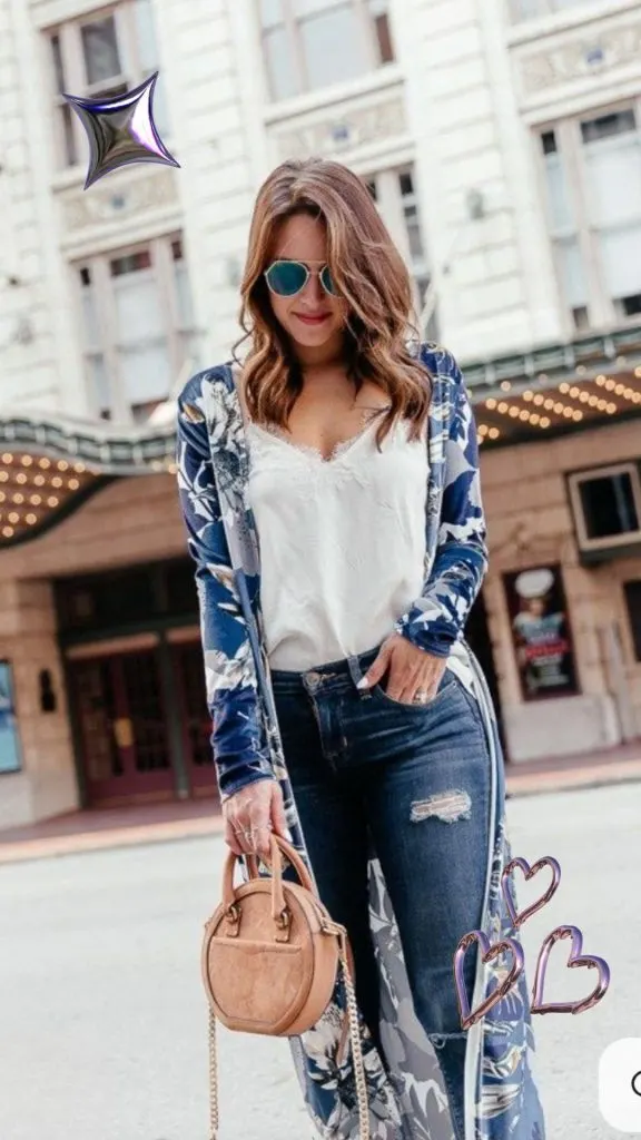 kimono and jeans outfits