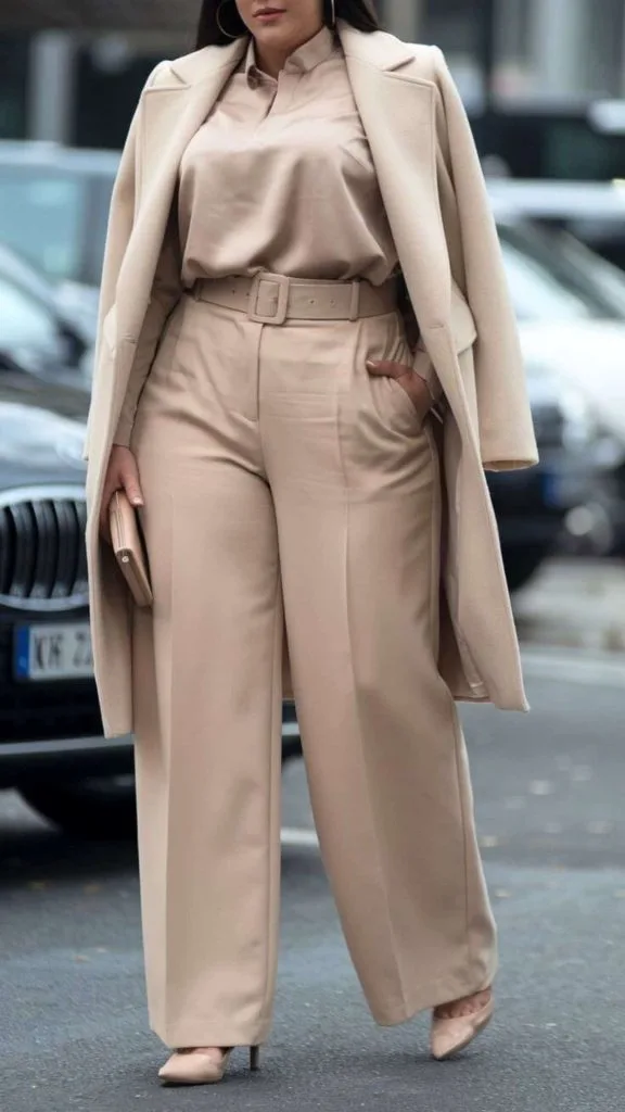 plus size beige outfits 