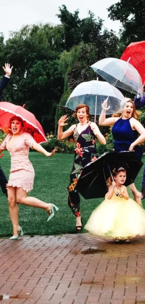 rainy day wedding outfits guest