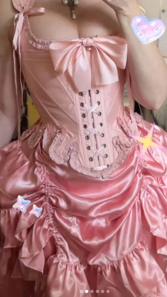 rococo dress pink women fashion