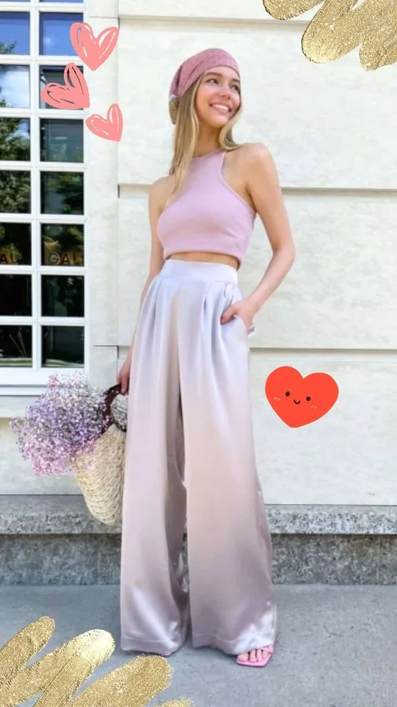 silk & satin pants outfit ideas