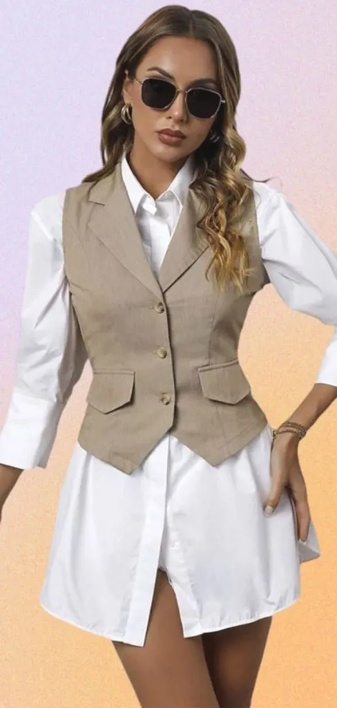 waistcoat and white shirt