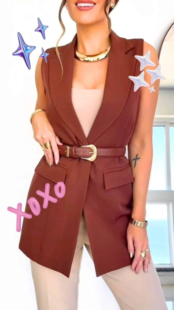 waistcoat with belt women fashion