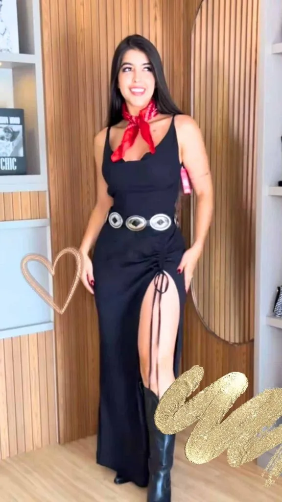 Western dress with scarf