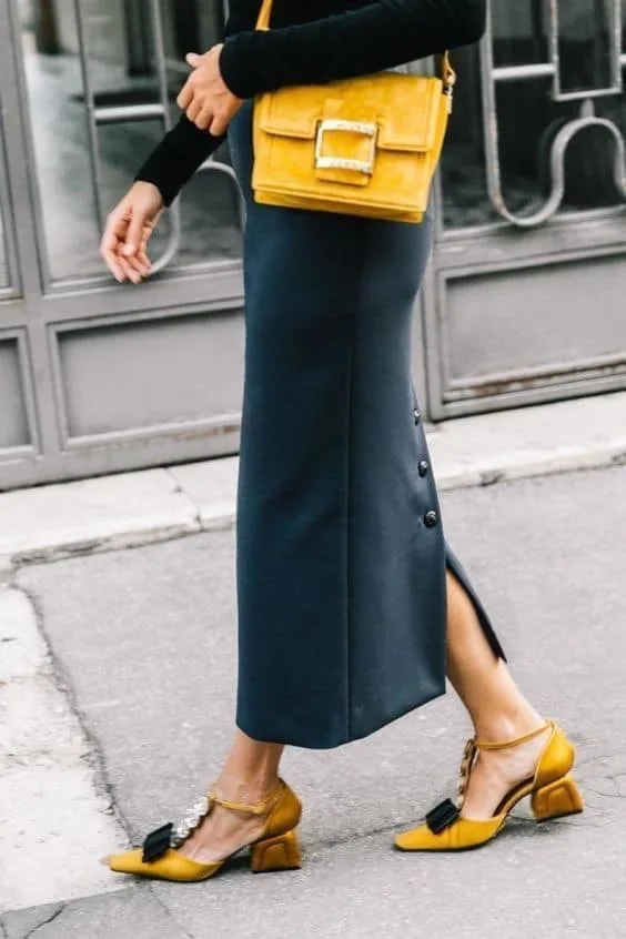 what to wear mustard yellow shoes