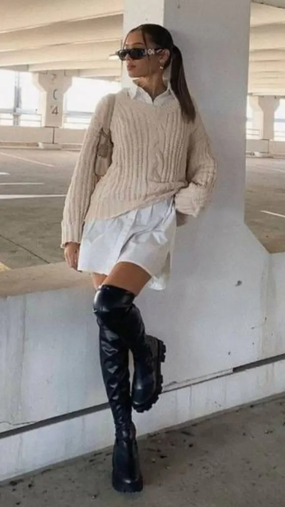 thigh high boots outfit ideas
