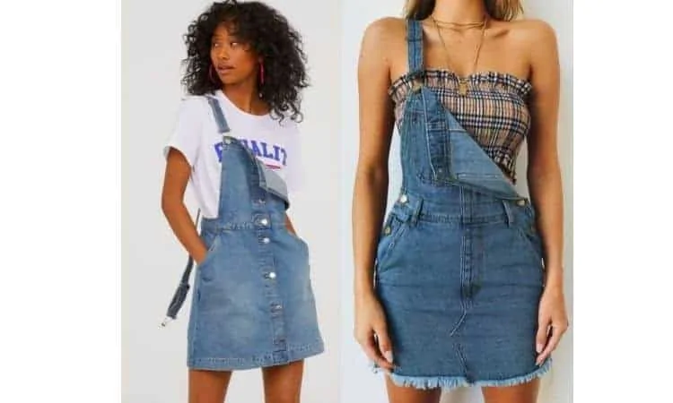what to wear with a denim pinafore dress