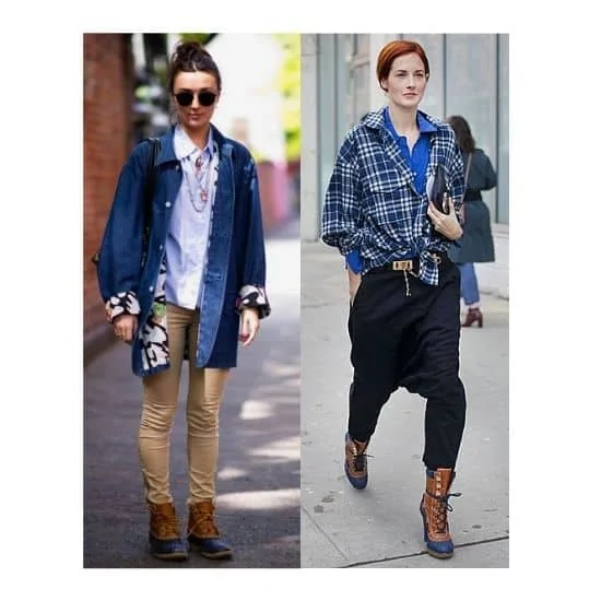 what to wear with duck boots, what to wear with bean boots, duck boots outfits ladies