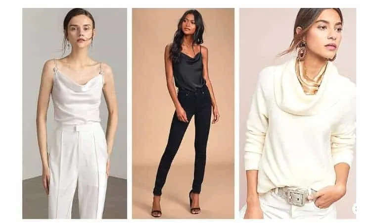 what to wear with cowl neck tops