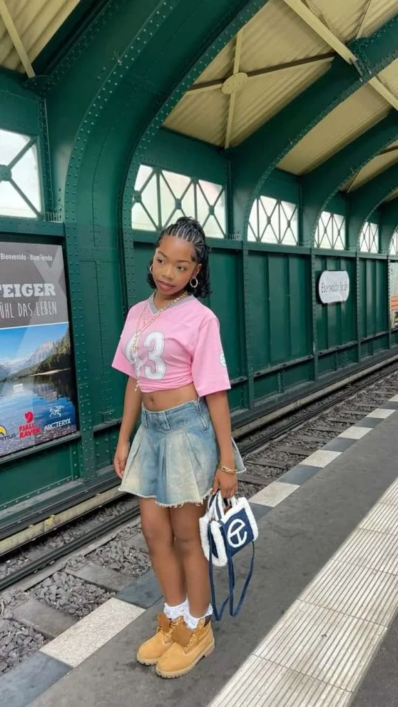 white socks and timberland boots black girl