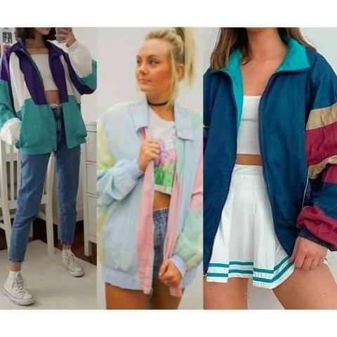 windbreaker outfit girl vintage, how to wear windbreaker outfit women retro